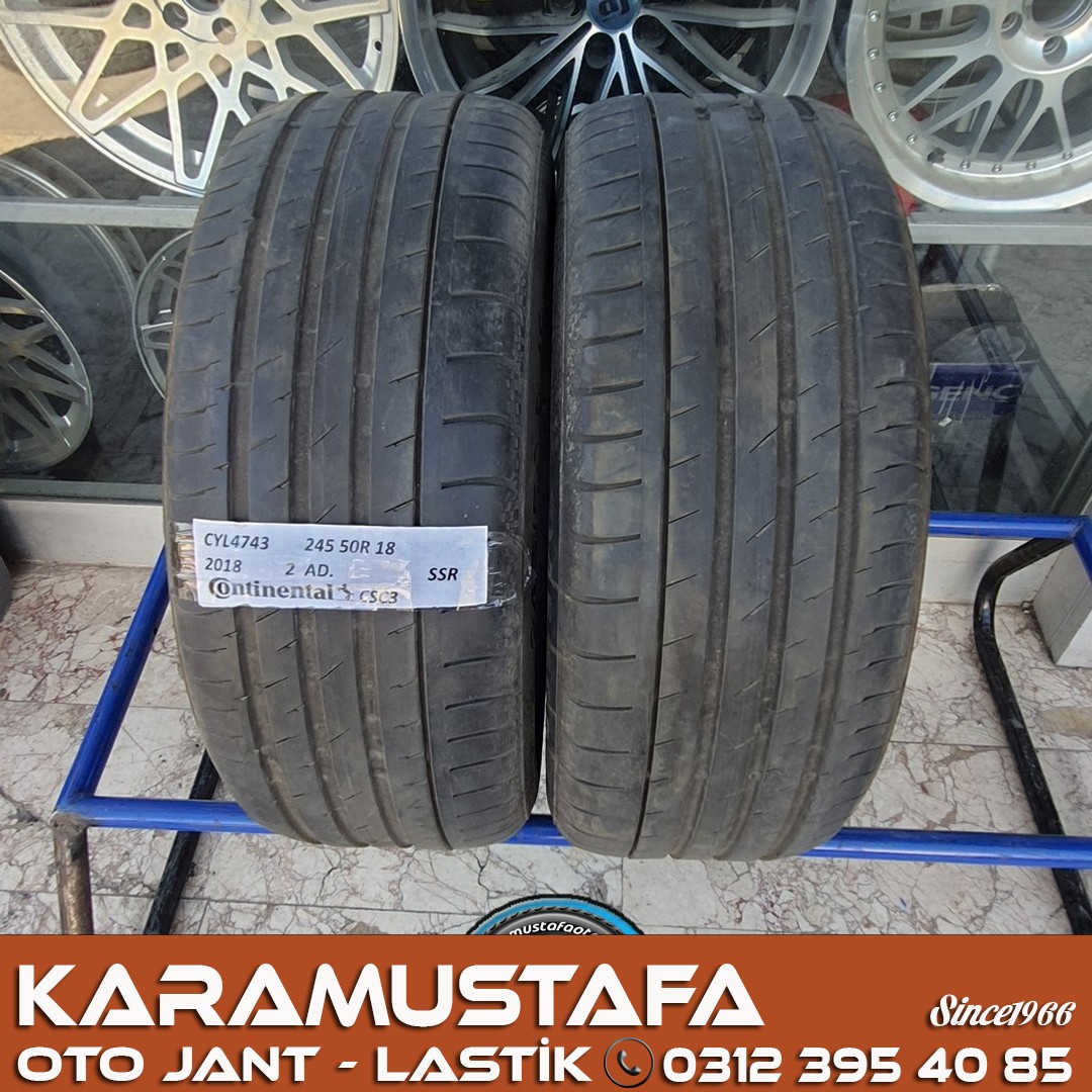 245 50 R 18 CONTINENTAL CSC3 SSR 100V * 2018 * 2 ADET * CYL4743 */* 245 50 R 18 CONTINENTAL CSC3 SSR 100V * 2018 * 2 ADET * CYL4743 */*